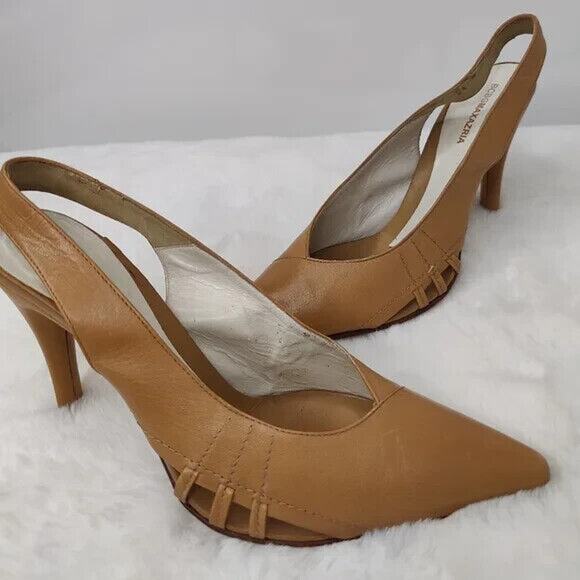 Tan leather Y2K BCBGMaxazria Pointed Toe Pump size 8B - Picture 5 of 11